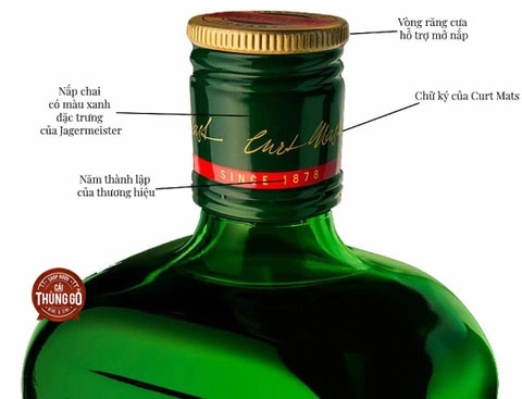 Phân biệt rượu Jagermeister bằng nắp chai chuẩn