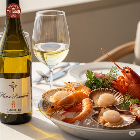 Rượu Chardonnay không ủ gỗ sồi kết hợp với hải sản
