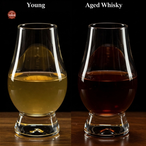 So sánh màu sắc của Whisky trẻ và Whisky lâu năm