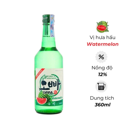 Rượu Soju Hàn Quốc Oppa Watermelon Vị Dưa Hấu 360ml G