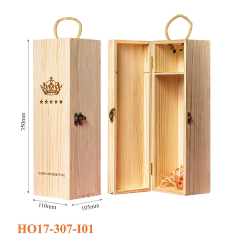 Phụ kiện Hộp Gỗ Đựng Vang 1 Chai