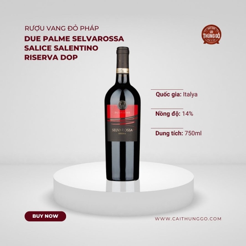 Rượu Vang Đỏ Ý Due Palme Selvarossa Salice Salentino Riserva DOP 750ml G