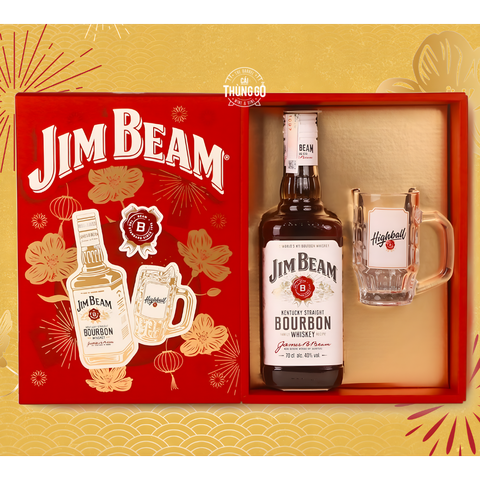 Rượu Hộp Quà Mỹ Whisky Mỹ Jim Beam White Tết 2026 700ml G