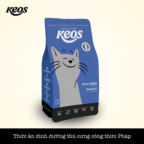 KEOS TAHH cho mèo vị hải sản dành cho mọi lứa tuổi-Box 9 kg (6x1.5kg)
