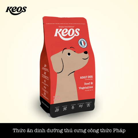 KEOS TAHH cho chó trưởng thành vị bò & rau củ-Bag 20kg (50x400g)