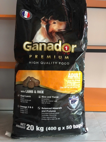 Ganador Adult Lamb&Rice-Bao 20kg(50x400g)-Thức ăn chó