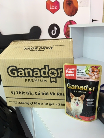 Ganador Premium Hawaiian Poke Bowl-TL-Thùng 2.88kg(24x120g)-Thức ăn chó dạng xốt