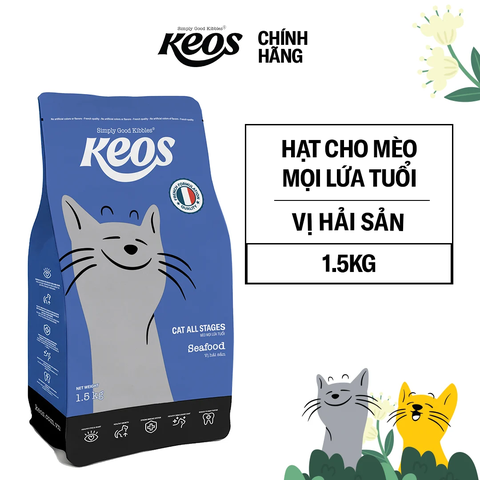 KEOS TAHH cho mèo vị hải sản dành cho mọi lứa tuổi-Box 9 kg (6x1.5kg)