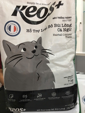 KEOS+ TAHH cho mèo trưởng thành với công thức hỗ t rợ loại bỏ búi lông-Bag 7 kg (20x350g)
