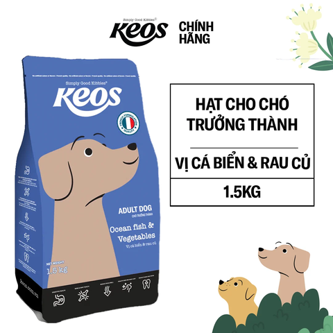 KEOS TAHH cho chó trưởng thành vị cá biển & rau củ - Box 9 kg (6x1.5kg)
