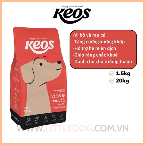 KEOS TAHH cho chó trưởng thành vị bò & rau củ-Bag 20 kg