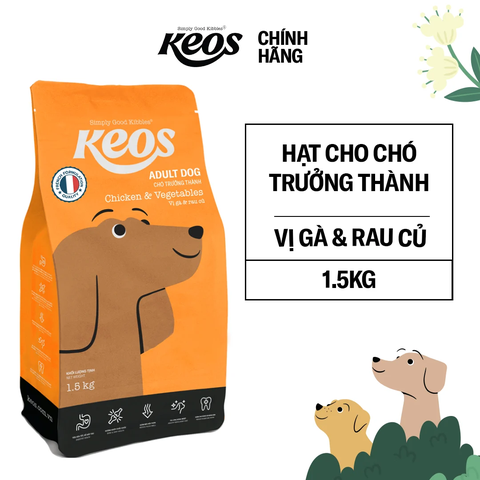 KEOS TAHH cho chó trưởng thành vị gà & rau củ-Box 9 kg (6x1.5kg)