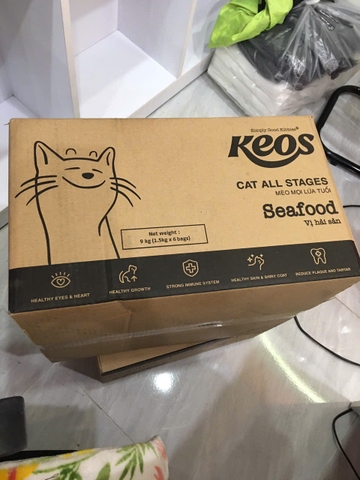 KEOS TAHH cho mèo vị hải sản dành cho mọi lứa tuổi-Box 9 kg (6x1.5kg)