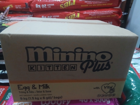 Minino Plus Kitten Egg&Milk-Thùng 9kg(6x1.5kg)-Thức ăn mèo