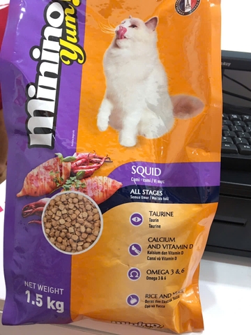 Minino Yum Squid-Thùng 9kg(6x1.5kg)-Thức ăn mèo