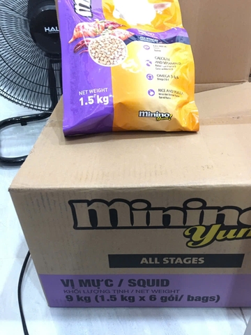 Minino Yum Squid-Thùng 9kg(6x1.5kg)-Thức ăn mèo