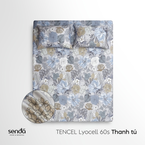 Bộ ga gối 3 món Lụa Tencel 60S họa tiết - Thanh tú