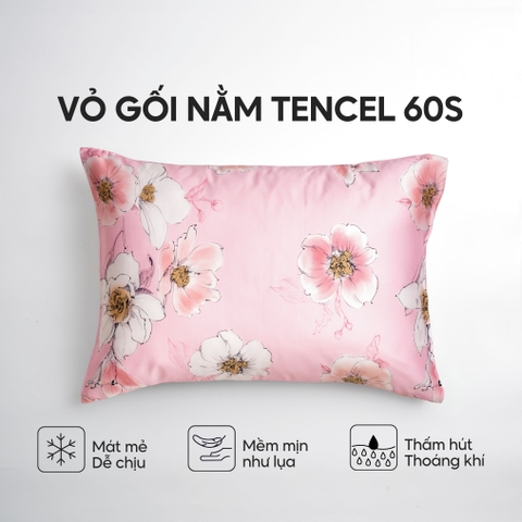Vỏ gối nằm Lụa Tencel 60S họa tiết - Xuân hồng