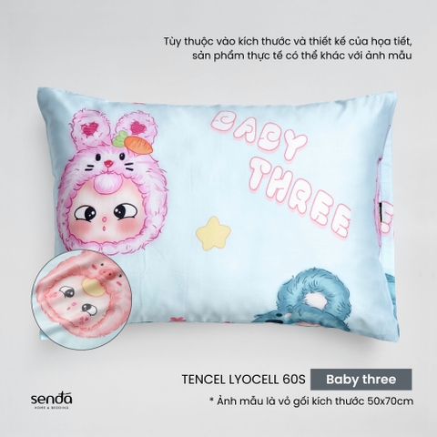 Vỏ gối nằm cho bé đi học Lụa Tencel họa tiết - Baby three