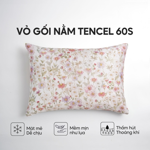 Vỏ gối nằm Lụa Tencel 60S họa tiết - Pansy hồng