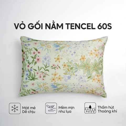 Vỏ gối nằm Lụa Tencel 60S họa tiết - Hoa sao xanh