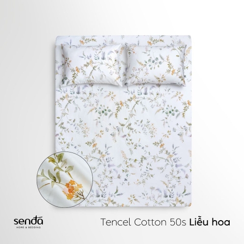 Bộ ga gối 3 món Tencel Cotton họa tiết - Liễu hoa
