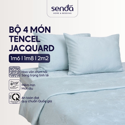 Bộ chăn ga gối 4 món Lụa Tencel Jacquard vân gấm