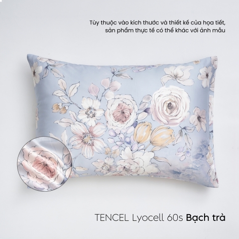 Vỏ gối nằm Lụa Tencel 60S họa tiết - Bạch trà