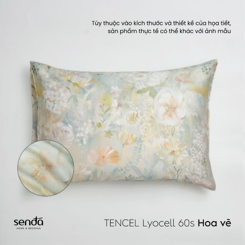 Vỏ gối nằm Lụa Tencel 60S họa tiết - Hoa vẽ