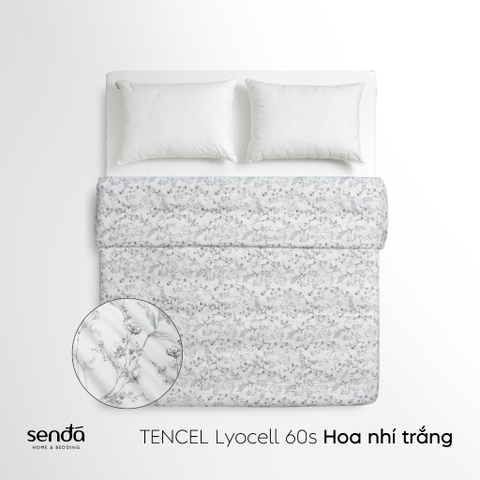 Vỏ chăn mỏng Lụa Tencel 60S họa tiết - Hoa nhí trắng