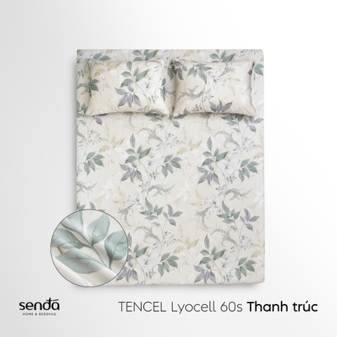 Bộ ga gối 3 món Lụa Tencel 60S họa tiết - Thanh trúc