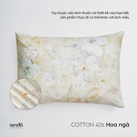 Vỏ gối nằm Cotton 40S họa tiết - Hoa ngà