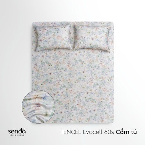 Bộ ga gối 3 món Lụa Tencel 60S họa tiết - Cẩm tú