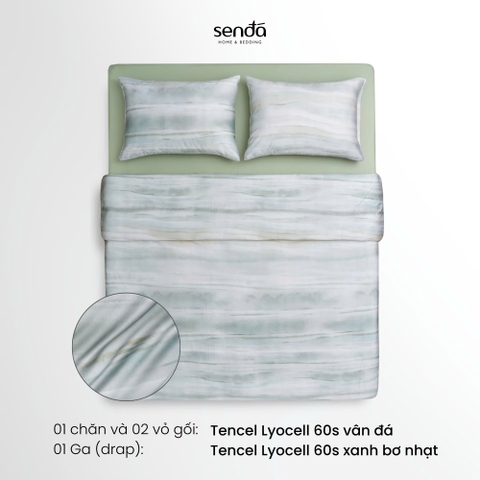 Vỏ chăn chần bông Lụa Tencel 60S họa tiết - Vân đá
