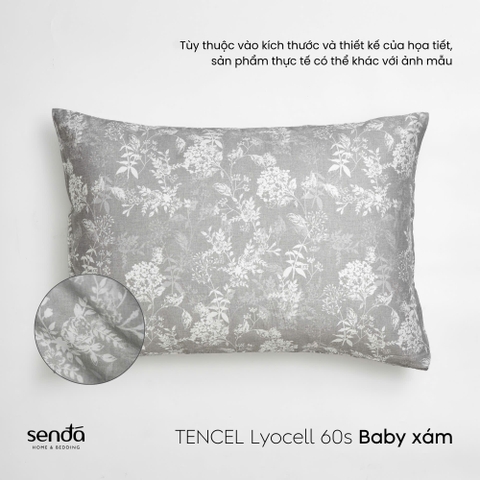 Vỏ gối nằm Lụa Tencel 60S họa tiết - Baby xám