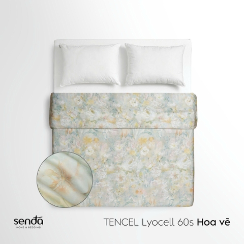 Vỏ chăn mỏng Lụa Tencel 60S họa tiết - Hoa vẽ