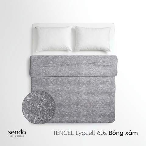 Vỏ chăn mỏng Lụa Tencel 60S họa tiết - Bông xám