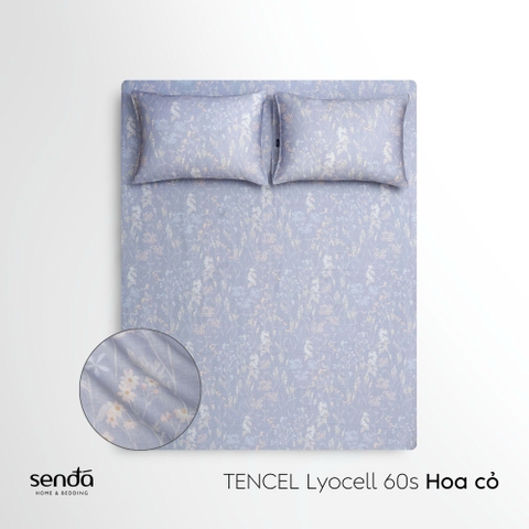 Bộ ga gối 3 món Lụa Tencel 60S họa tiết - Hoa cỏ