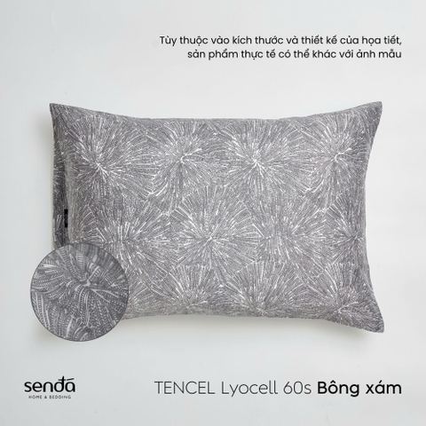 Vỏ gối nằm Lụa Tencel 60S họa tiết - Bông xám