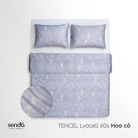 Vỏ chăn chần bông Lụa Tencel 60S họa tiết - Hoa cỏ