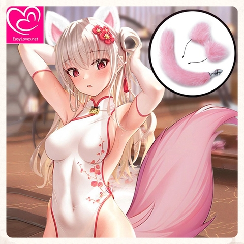 [Mã 113] Bộ Cosplay Bờm+đuôi cáo hồng cute