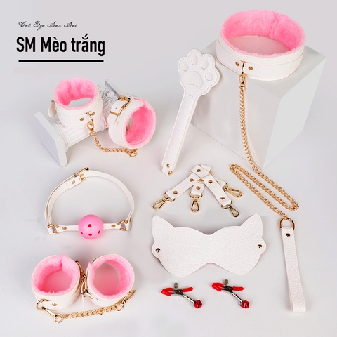 [Mã 124] Bộ SM bạo dâm mèo trắng cute | 9 món