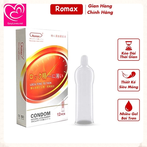 [Mã 134]Bao cao su Romax kéo dài thời gian|Hộp 12 cái