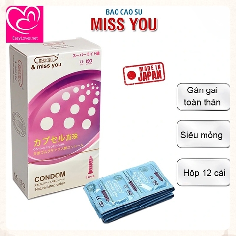 [Mã 137] Bao cao su Miss You gân gai toàn thân | Hộp 12 cái