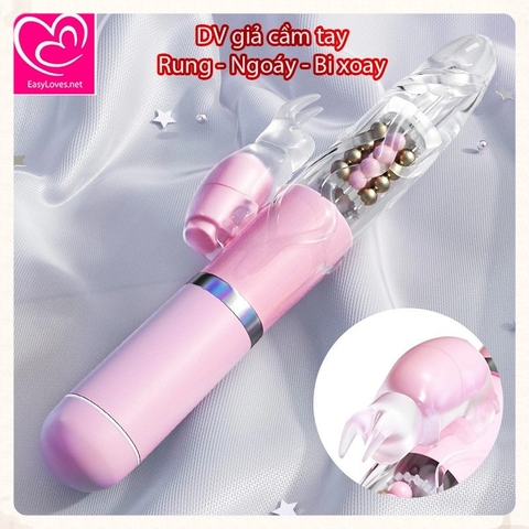 [Mã 46]Dương vật giả rung ngoáy kèm bi xoay lưỡi rung hình thỏ | Sạc tích điện
