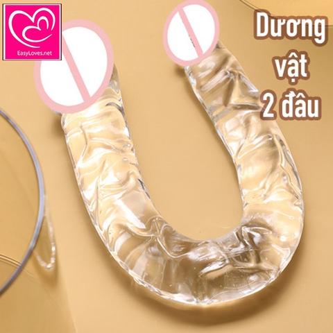 [Mã 01] Dương vật giả 2 đầu silicon trong suốt cho Les