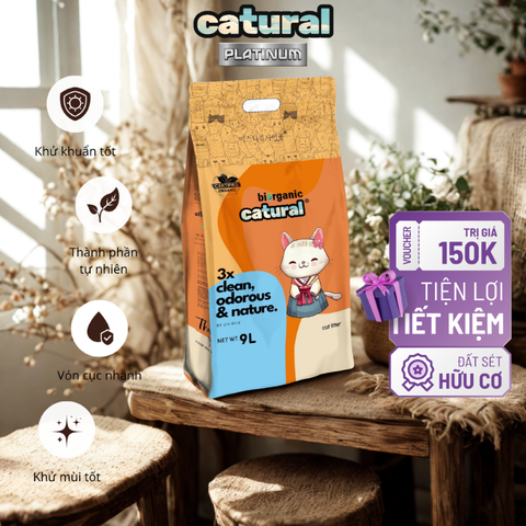 (CAO CẤP) Cát Bentonite Cho Mèo Hạt Siêu Mịn Catural Platinum Hương Coffee 3KG