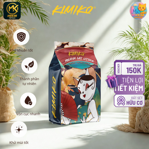 [3.8KG] CÁT VỆ SINH CHO MÈO KIMIKO (9L) - HƯƠNG HOA TRÀ THƠM MÁT - SIÊU VÓN CỤC