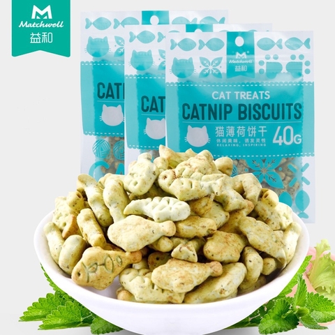Bánh cá catnip, bánh thưởng cho mèo làm sạch răng miệng gói 40gr