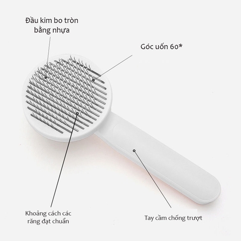 Lược chải lông chó mèo - lược chải lông mèo có nút bấm cho thú cưng